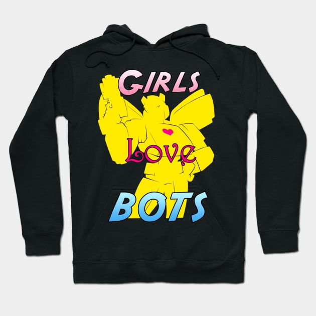 Girls Love Bots V2  Yellow Hoodie by Cybercat